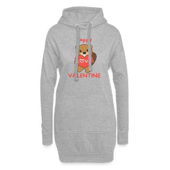 Biber zum Valentinstag süße Tiere mit Herzen - Hoodie-Kleid - Grau meliert - Vorne