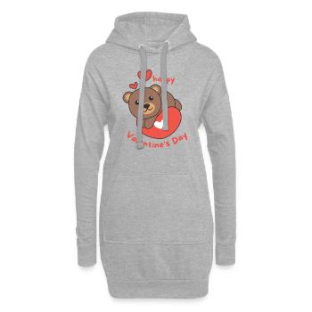 Bär zum Valentinstag süße Tiere mit Herzen - Hoodie-Kleid - Grau meliert - Vorne