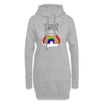 Hippopotamus colorful rainbow for children sweet - Hoodie Dress - heather grey - Front
