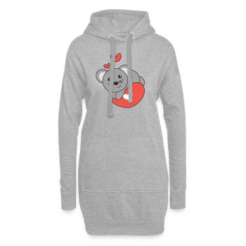 Maus zum Valentinstag süße Tiere mit Herzen - Hoodie-Kleid - Grau meliert - Vorne