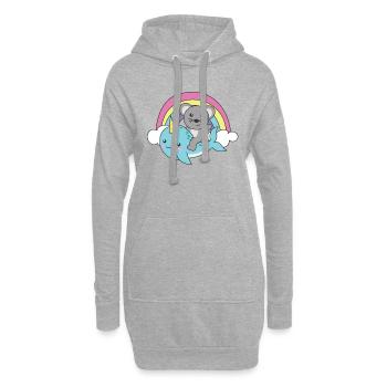 Narval Souris Ocean Unicorn kawaii Arc-en-ciel - Sweat-shirt à capuche long Femme - gris chiné - Devant