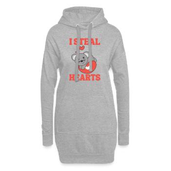 Maus zum Valentinstag ich stehle Herzen - Hoodie-Kleid - Grau meliert - Vorne