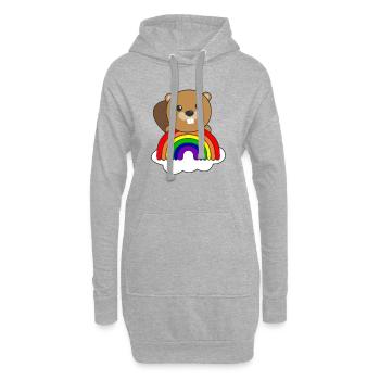 Beaver colorful rainbow for children sweet beaver - Hoodie Dress - heather grey - Front