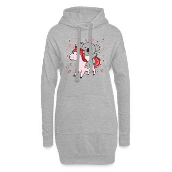 Koala avec cœur de licorne Cœur animal préféré - Sweat-shirt à capuche long Femme - gris chiné - Devant