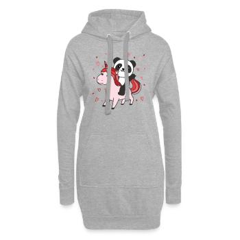 Panda mit Einhorn Herzen Lieblingstier Herz - Hoodie-Kleid - Grau meliert - Vorne