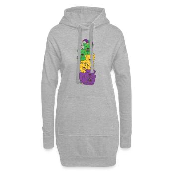 let the shenanigans begin Mardi Gras Bear Tower - Hoodie Dress - heather grey - Front