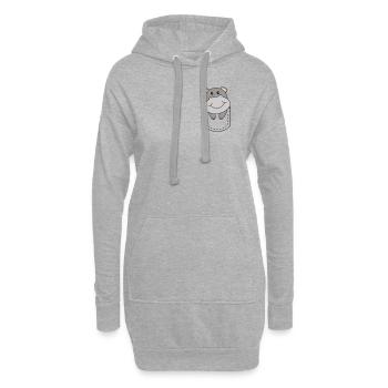 Hippopotame dans la poche hippopotames mignons dans la poche poitrine - Sweat-shirt à capuche long Femme - gris chiné - Devant