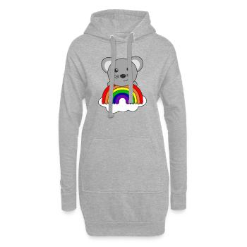 Maus bunter Regenbogen für Kinder süßes Maus - Hoodie-Kleid - Grau meliert - Vorne