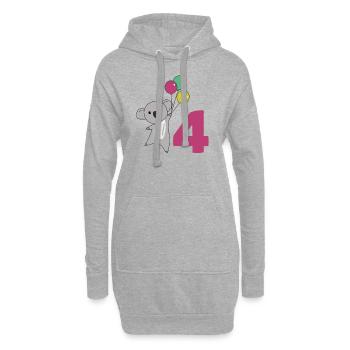 Koala vierter Geburtstag Luftballons für Kinder - Hoodie-Kleid - Grau meliert - Vorne