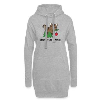 Je fais ce que je veux un chat de Noël drôle - Sweat-shirt à capuche long Femme - gris chiné - Devant