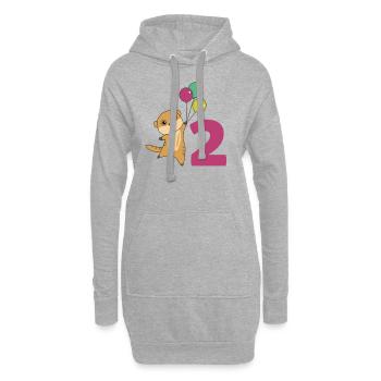 Erdmännchen zweiter Geburtstag Luftballons Kinder - Hoodie-Kleid - Grau meliert - Vorne
