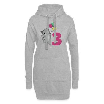 Chat troisième anniversaire Ballons pour enfants - Sweat-shirt à capuche long Femme - gris chiné - Devant