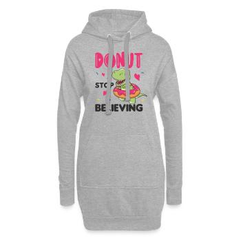 Süßer Dino T-Rex lustige Tiere in Donut Wortspiel - Hoodie-Kleid - Grau meliert - Vorne
