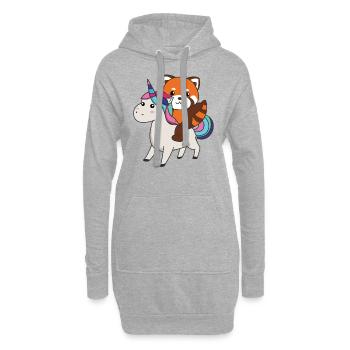Rote Panda Einhorn süße Tiere Einhörner Rote Pands - Hoodie-Kleid - Grau meliert - Vorne