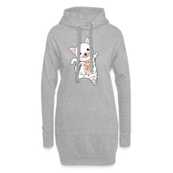 Katze Weihnachten Schnee Winter Tiere Katzen - Hoodie-Kleid - Grau meliert - Vorne