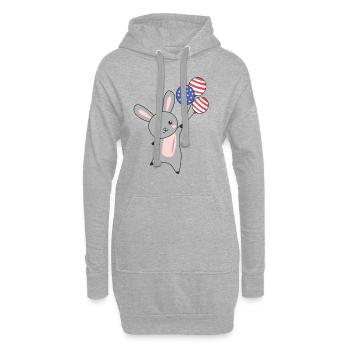 lapin vole ballons usa animaux mignons lapins - Sweat-shirt à capuche long Femme - gris chiné - Devant