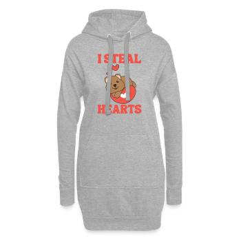 Quokka zum Valentinstag ich stehle Herzen - Hoodie-Kleid - Grau meliert - Vorne