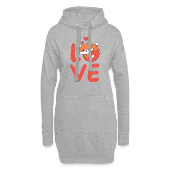 Renard pour la Saint-Valentin animaux mignons avec des cœurs Amour - Sweat-shirt à capuche long Femme - gris chiné - Devant