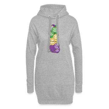 let the shenanigans begin Mardi Gras Sloth Tower - Hoodie Dress - heather grey - Front