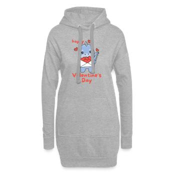 Dino zum Valentinstag süße Tiere mit Herzen - Hoodie-Kleid - Grau meliert - Vorne