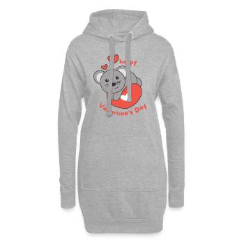 Maus zum Valentinstag süße Tiere mit Herzen - Hoodie-Kleid - Grau meliert - Vorne
