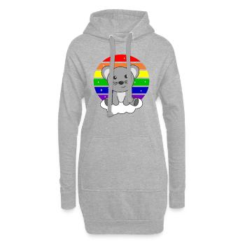 Maus bunter Regenbogen für Kinder süßes Maus - Hoodie-Kleid - Grau meliert - Vorne