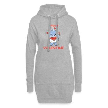 Dino zum Valentinstag süße Tiere mit Herzen - Hoodie-Kleid - Grau meliert - Vorne