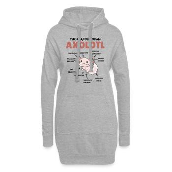 Axolotl Erklärung Anatomy of an Axolotl - Hoodie-Kleid - Grau meliert - Vorne