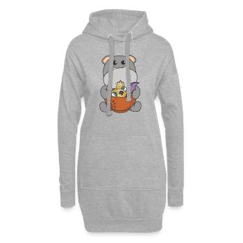 Nudeln japanische Nudeln Halloween Hippo Ramen - Hoodie-Kleid - Grau meliert - Vorne