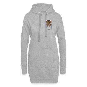 Katze in Tasche süße Katzen in Brusttasche - Hoodie-Kleid - Grau meliert - Vorne