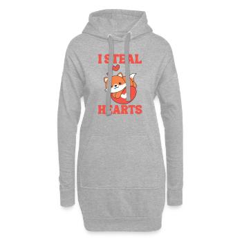 Fuchs zum Valentinstag ich stehle Herzen - Hoodie-Kleid - Grau meliert - Vorne