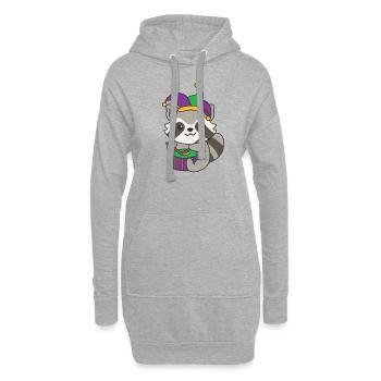 Fasching Waschbär mit Trommel Faschings Kostüm - Hoodie-Kleid - Grau meliert - Vorne