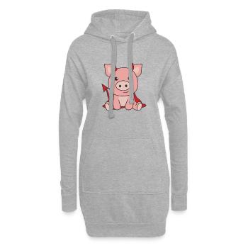 Cochon Halloween Mignon Devil Witches Costume - Sweat-shirt à capuche long Femme - gris chiné - Devant