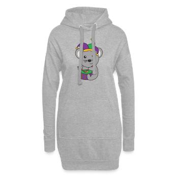 Fasching Maus mit Trommel Faschings Kostüm - Hoodie-Kleid - Grau meliert - Vorne