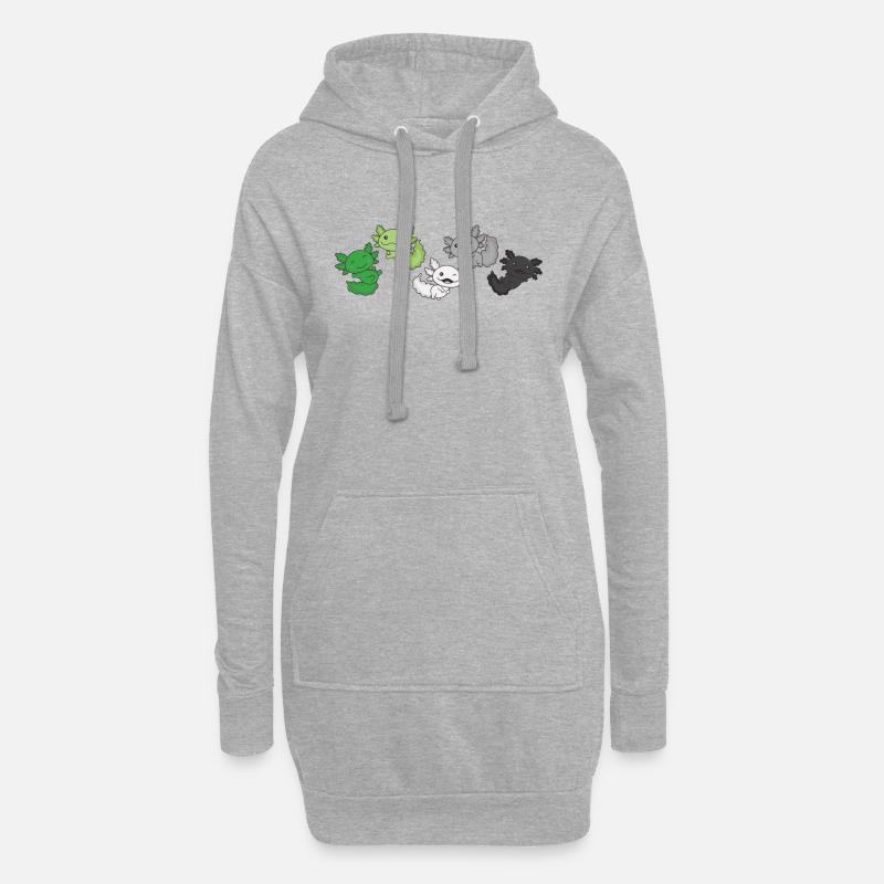 Aromantic Flag Pride LGBTQ Axolotl Aromantisch - Hoodie-Kleid - Grau meliert