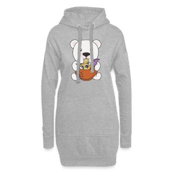 Nudeln japanische Nudeln Halloween Eisbär Ramen - Hoodie-Kleid - Grau meliert - Vorne