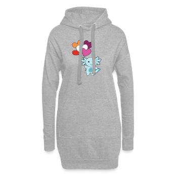 Lesbische Flagge Ballon Herzen Pride LGBTQ Axolotl - Hoodie-Kleid - Grau meliert - Vorne