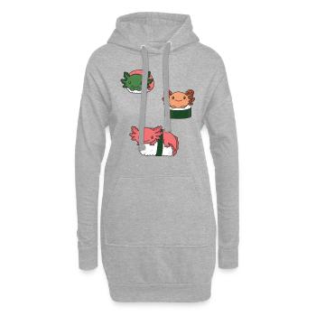 Sushi Axolotls kawaii Sushi Axolotl - Hoodie-Kleid - Grau meliert - Vorne