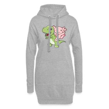 Axolotl monte sur le dino sucré T-Rex avec axolotls - Sweat-shirt à capuche long Femme - gris chiné - Devant