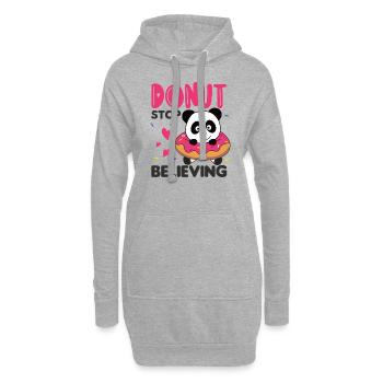 Süßer Panda lustige Tiere in Donut Wortspiel - Hoodie-Kleid - Grau meliert - Vorne