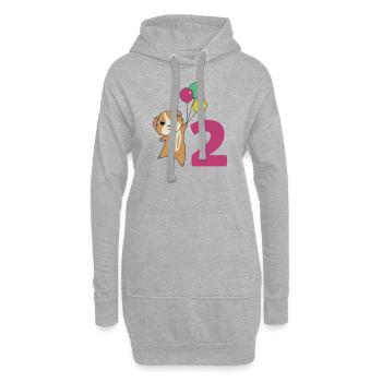 Ballons de deuxième anniversaire de cochon d’Inde - Sweat-shirt à capuche long Femme - gris chiné - Devant