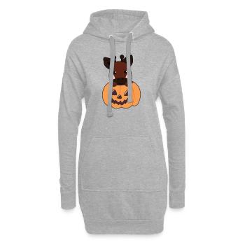 Okapi in Kürbis süße Okapis Happy Halloween - Hoodie-Kleid - Grau meliert - Vorne