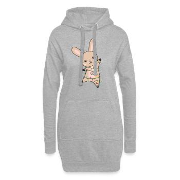 Hase fröhliche Weihnachten Winter Tiere Hasen - Hoodie-Kleid - Grau meliert - Vorne