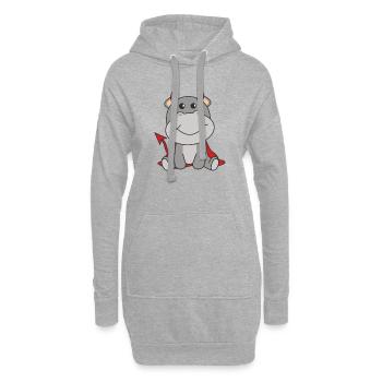 Hippo Halloween süßer Teufel Hexen Kostüm - Hoodie-Kleid - Grau meliert - Vorne