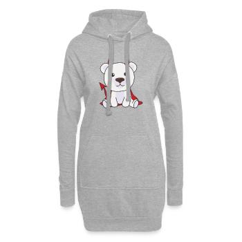 Ours polaire Halloween Mignon Diable Enfants Sorcières Costume - Sweat-shirt à capuche long Femme - gris chiné - Devant