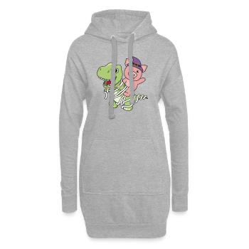 Cochon Joyeux Halloween T-Rex Costume de momie - Sweat-shirt à capuche long Femme - gris chiné - Devant