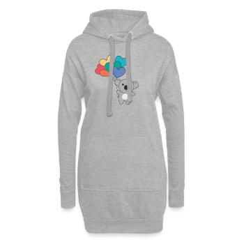 Regenbogen Herzen Pride LGBTQ Luftballons Koala - Hoodie-Kleid - Grau meliert - Vorne