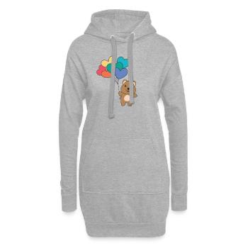Regenbogen Herzen Pride LGBTQ Luftballons Quokka - Hoodie-Kleid - Grau meliert - Vorne