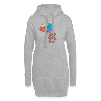 Regenbogen Herzen Pride LGBTQ Luftballons Bär - Hoodie-Kleid - Grau meliert - Vorne