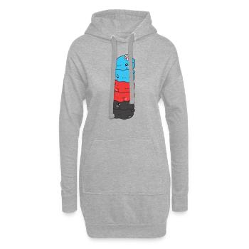 Polyamory Flag Pride LGBTQ süße Hippo - Hoodie-Kleid - Grau meliert - Vorne